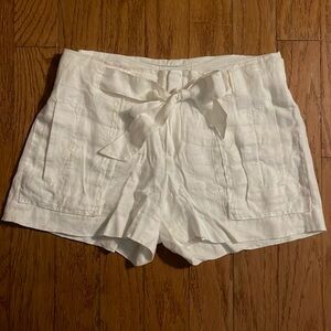 White linen shorts